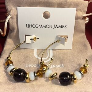 Uncommon James Gold and Black Hoop Earrings